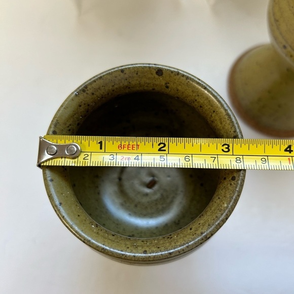 Studio Pottery Set Four (4) Speckle Stoneware Chalice Goblets - Picture 4 of 6